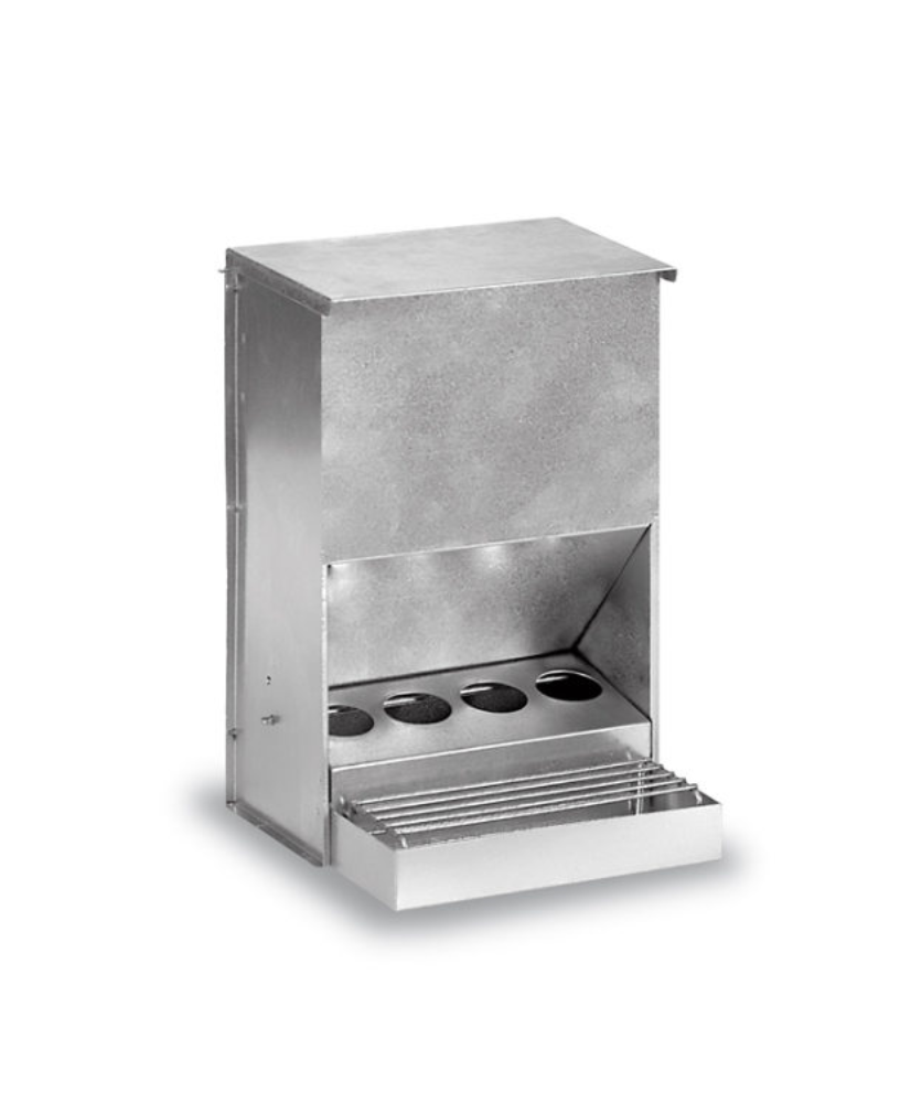 Galvanische voerbak 4 gaten 16x16x26 cm