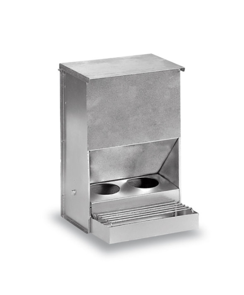 Galvanische voerbak 2 gaten 16x16x26 cm
