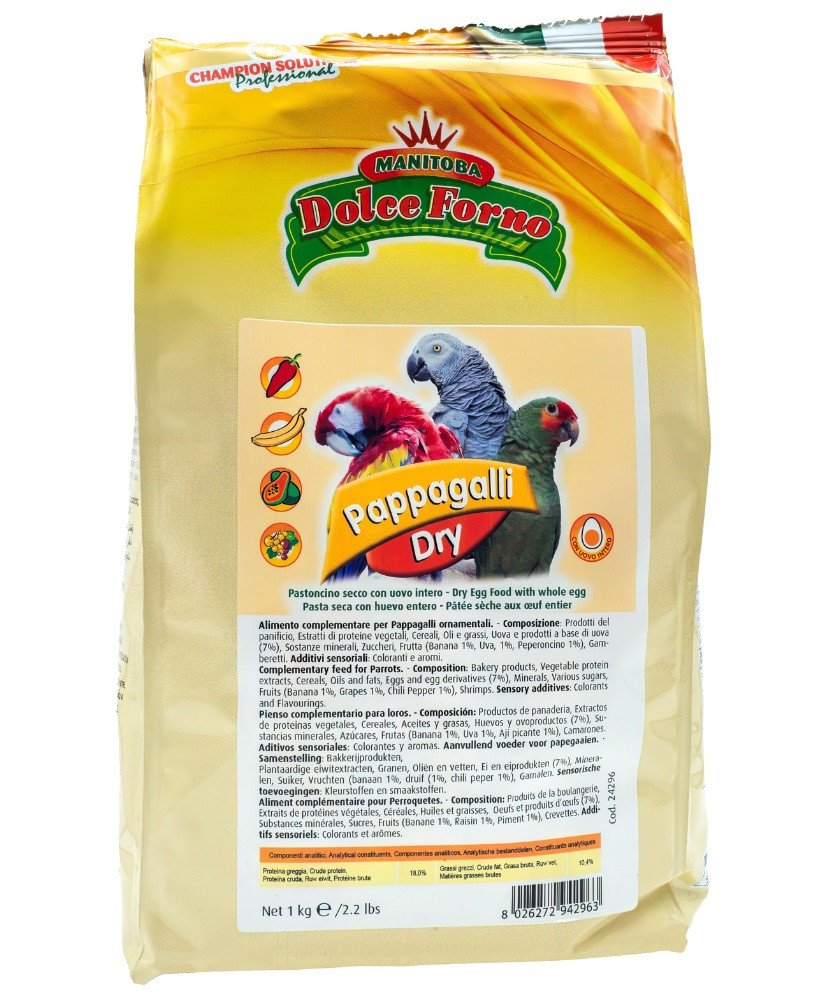Manitoba Dolce Forno Pappagalli 1kg (Pâtée aux oeufs pour perroquets)