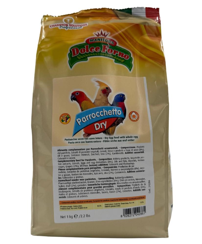 Manitoba Dolce Forno Parrocchetto 1kg (Eivoer droog voor parkieten en grote parkieten)