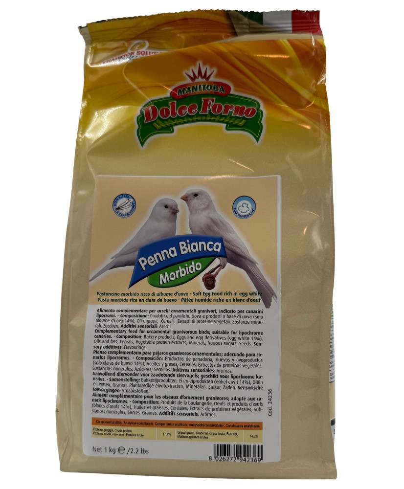 Manitoba Penna Bianca Soft 1 kg (pâtée d’élevage pour canaris blancs)