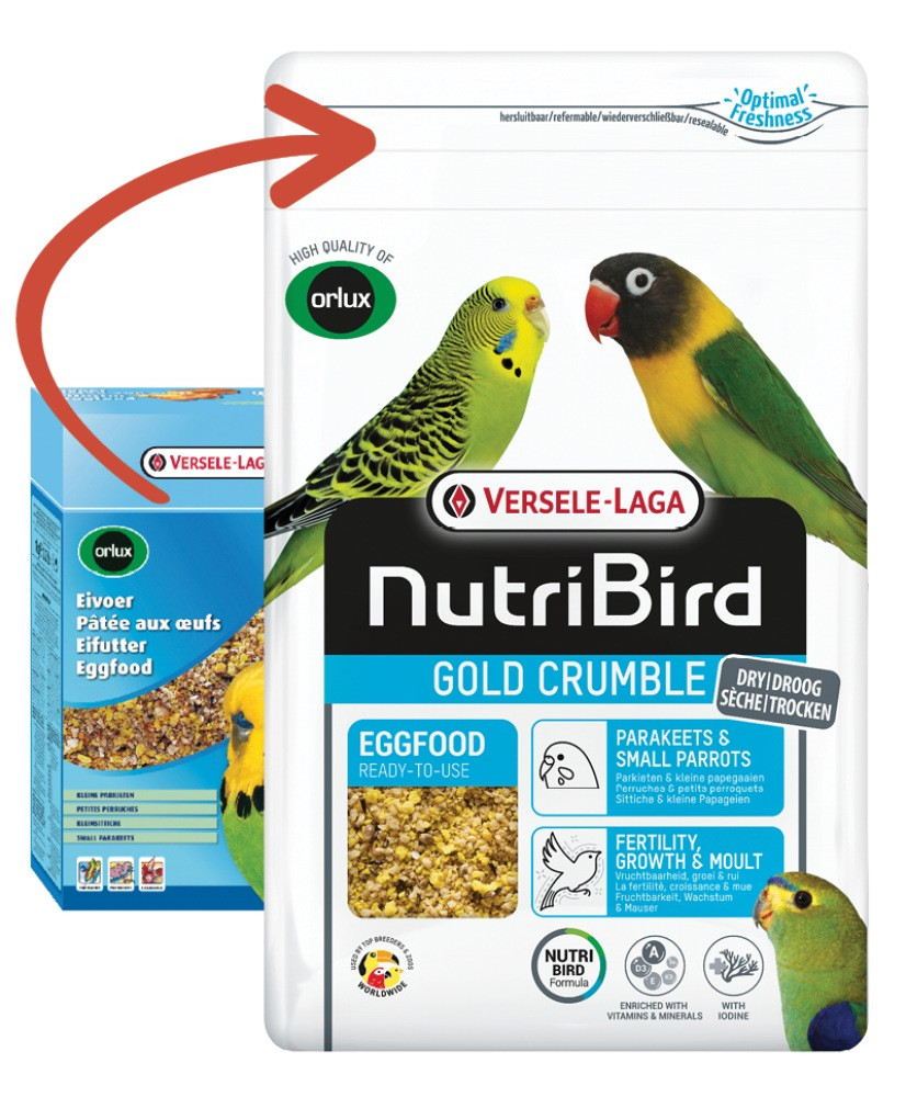 Nutribird Gold Crumble Kleine Parkiet 1kg (Orlux eivoer grasparkiet droog)