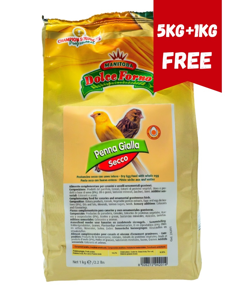 Manitoba Dolce Forno Dry 5kg+1kg GRATUIT (Pâtée aux oeufs canaris)
