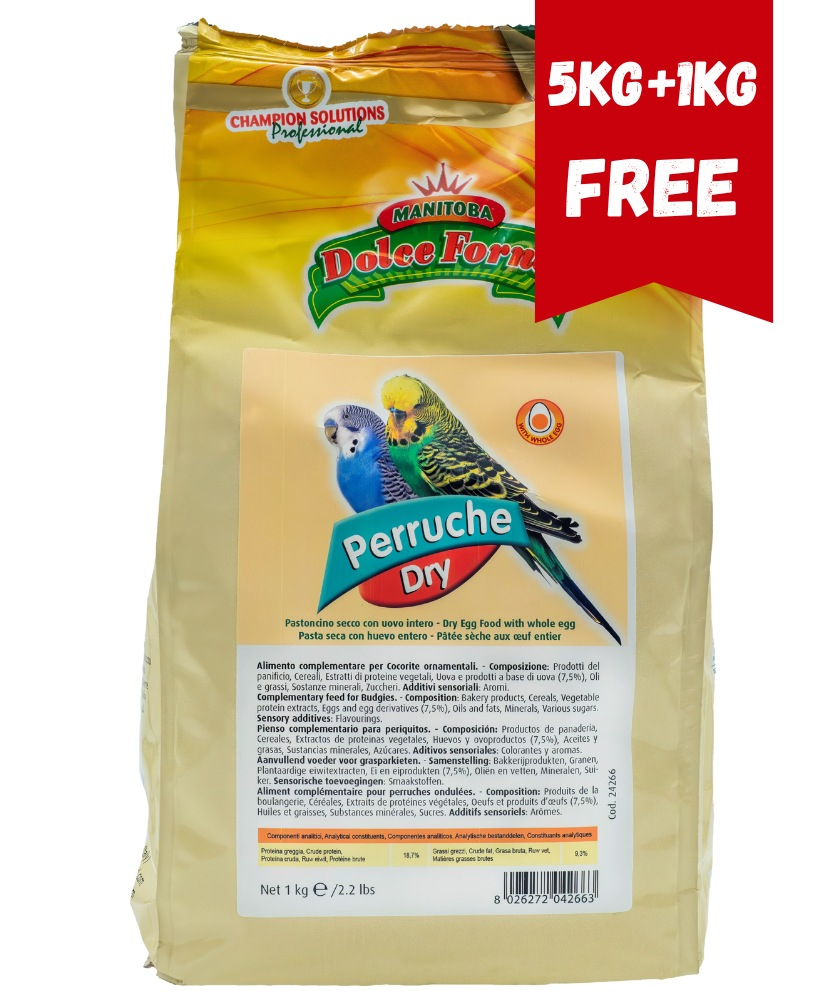 Manitoba Dolce Forno Perruche 5kg+1kg GRATIS (Eivoer droog voor grasparkieten)